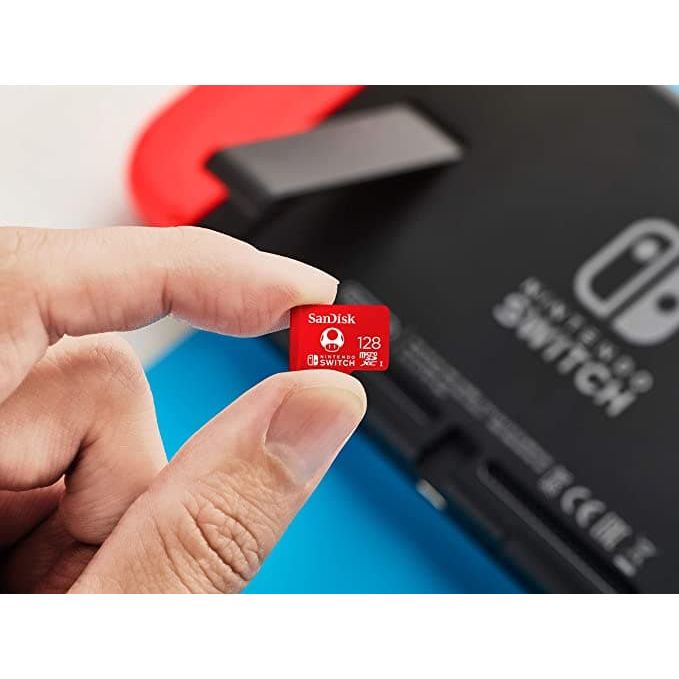 SanDisk 128GB microSDXC card for Nintendo Switch Licensed Product New 100 MB/s UHS-I Class 10 U3 - Red - Gadcet.com